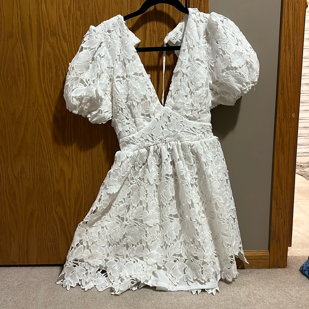 White floral bridal dress
